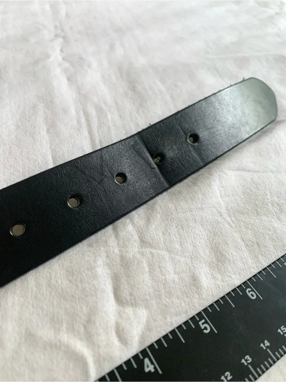 Black Leather Belt with Silver Buckle. Eddie Bauer. Size 38